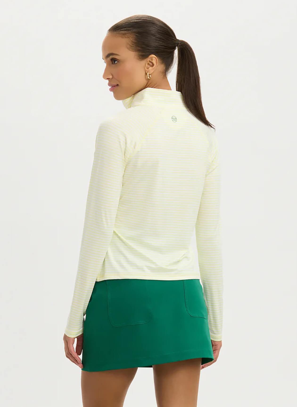 Renwick Women's Raglan Striped Quarter Zip - Yellow LG