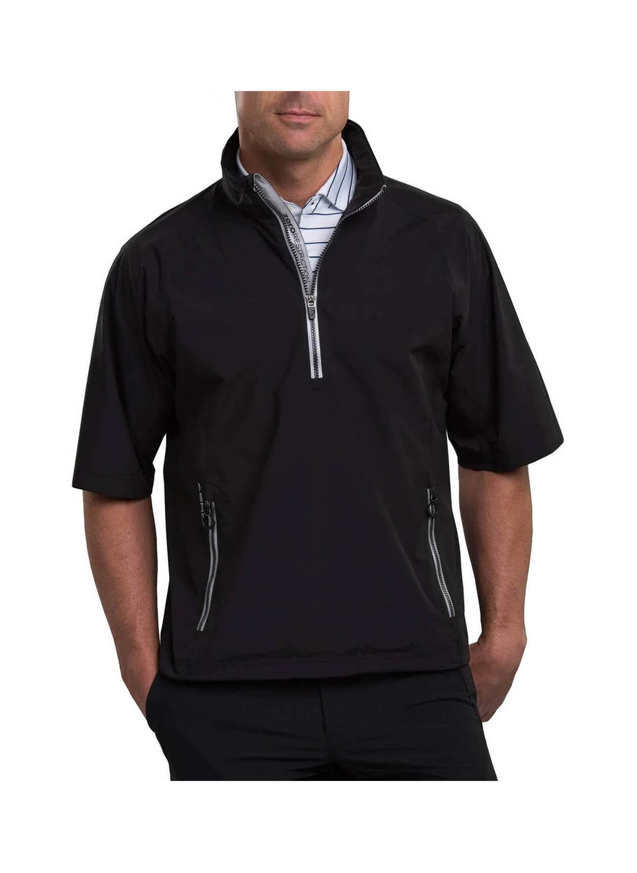 Zero Restriction Men's Power Torque Short-Sleeve Quarter-Zip - Black LG