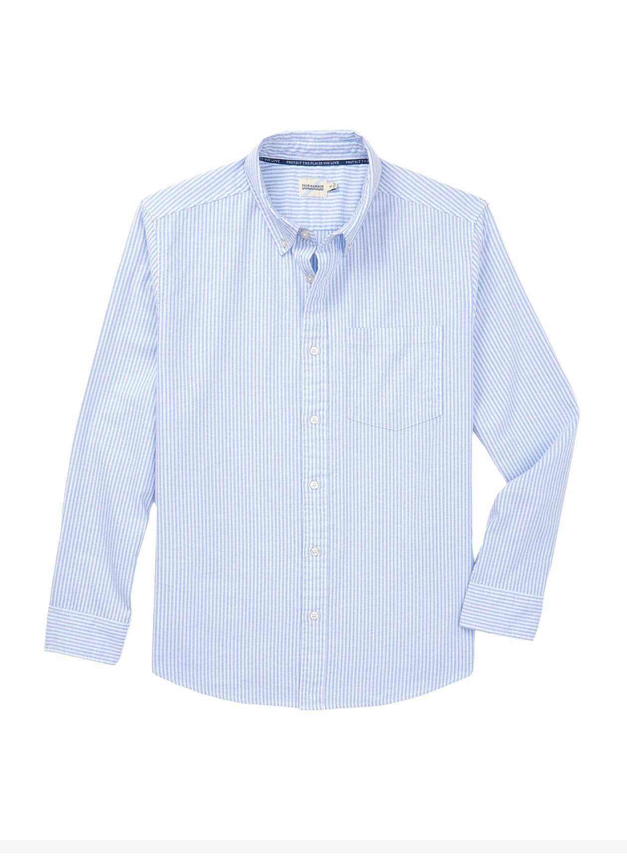 Fair Harbor Men's Salty Oxford Shirt - Light Blue Stripe LG