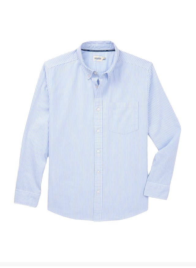 Fair Harbor Men's Salty Oxford Shirt - Light Blue Stripe LG