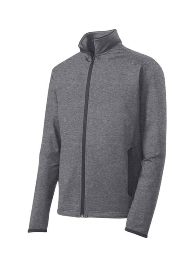 Sport-Tek Men's Sport-Wick Stretch Contrast Jacket - Charcoal Grey Heather / Charcoal Grey 3XL