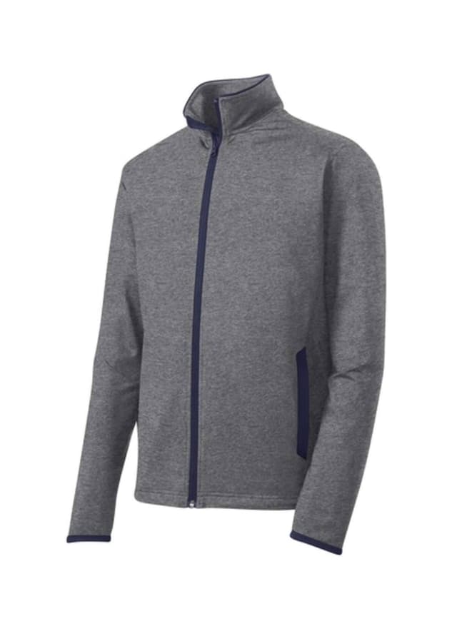 Sport-Tek Men's Sport-Wick Stretch Contrast Jacket - Charcoal Grey Heather / True Navy 3XL