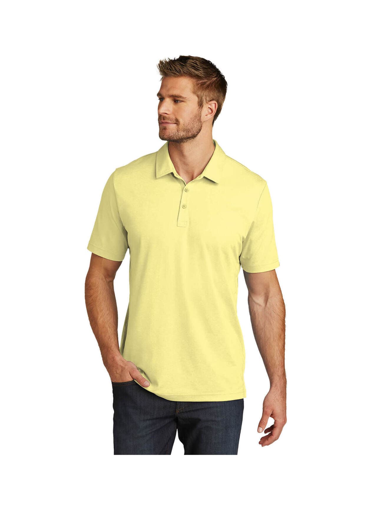 TravisMathew Men's Oceanside Heather Polo - Yellow 3XL