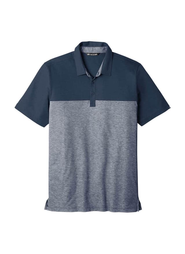 TravisMathew Men's Oceanside Blocked Polo - Navy,Light Grey 3XL