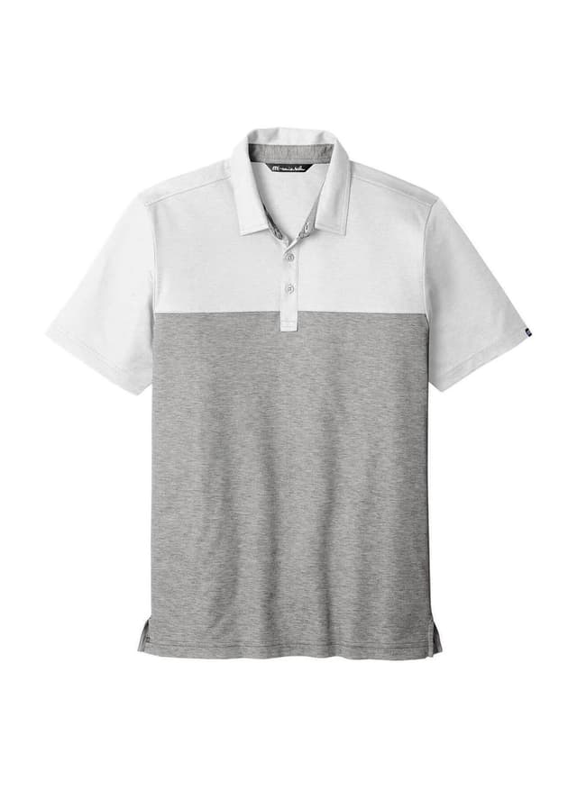 TravisMathew Men's Oceanside Blocked Polo - White,Light Grey 3XL