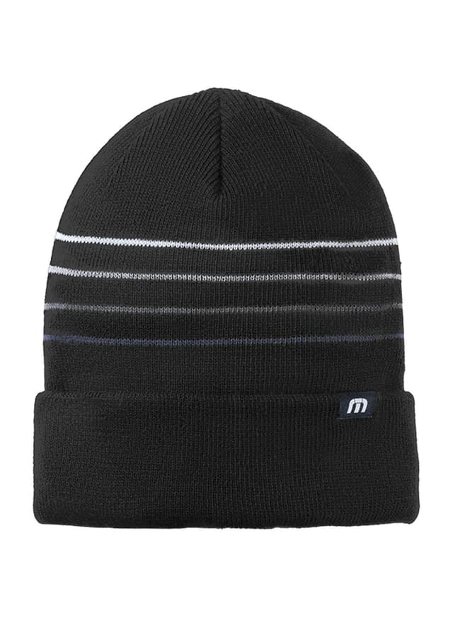 TravisMathew Striped Cuffed Beanie - Black MISC
