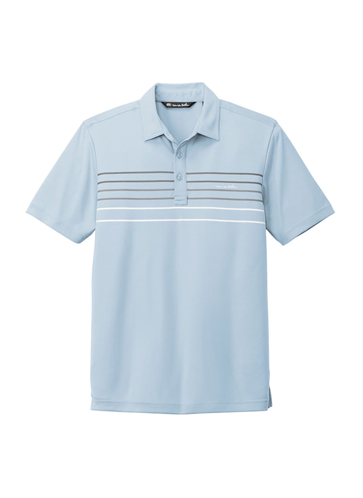 TravisMathew Men's Coto Performance Chest Stripe Polo - Cyan 3XL