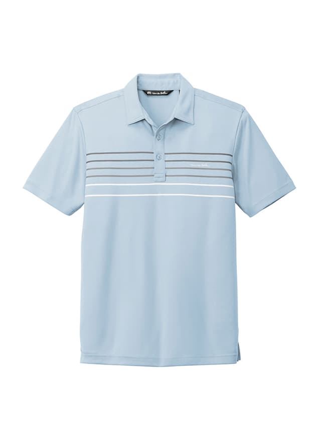 TravisMathew Men's Coto Performance Chest Stripe Polo - Cyan 3XL