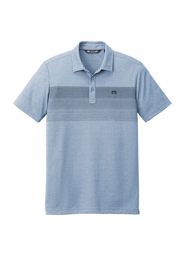TravisMathew Men's Coastal Chest Stripe Polo - Cyan 3XL
