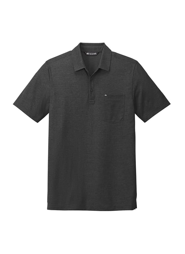 TravisMathew Men's Oceanside Heather Pocket Polo - Black 3XL