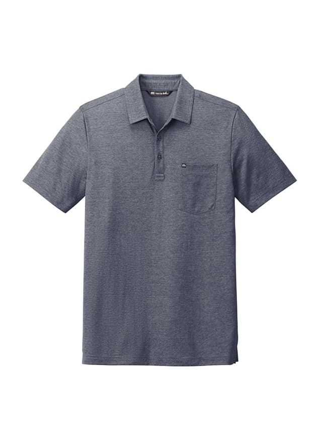 TravisMathew Men's Oceanside Heather Pocket Polo - Blue 3XL