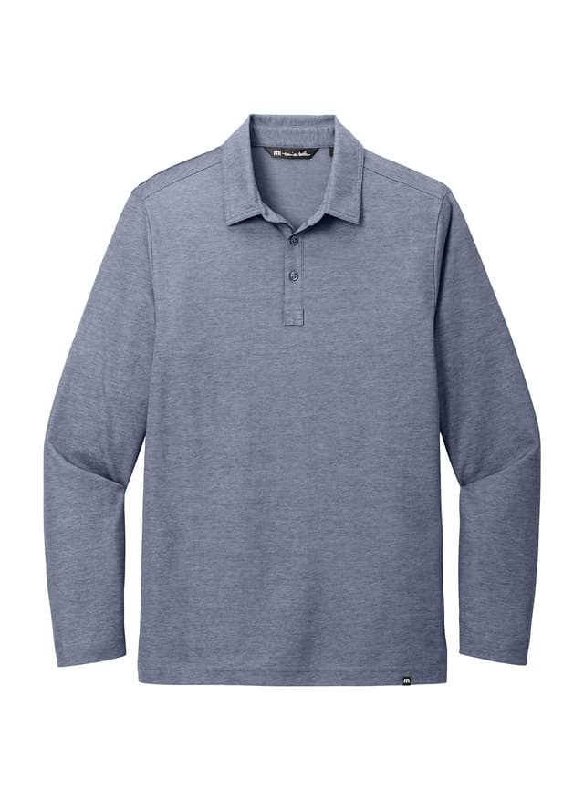 TravisMathew Men's Oceanside Heather Long Sleeve Polo - Navy 3XL