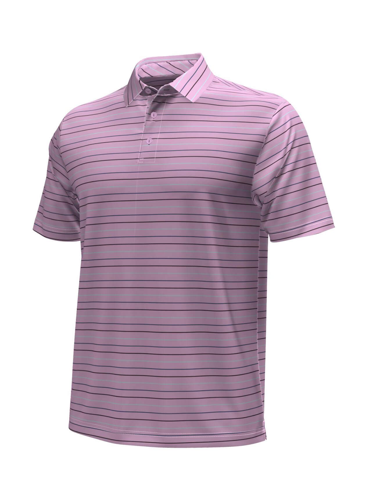 Under Armour Men's T2 Green Trace Stripe Polo - Pink LG