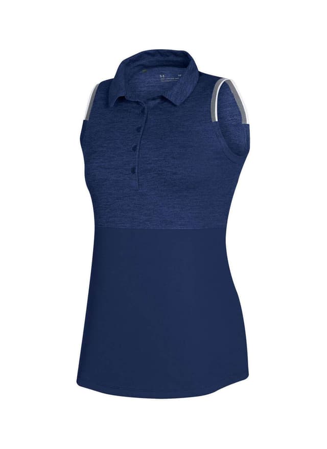 Under Armour Women's Zinger Heather Block Sleeveless Polo - Navy LG