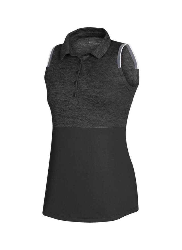 Under Armour Women's Zinger Heather Block Sleeveless Polo - Black LG