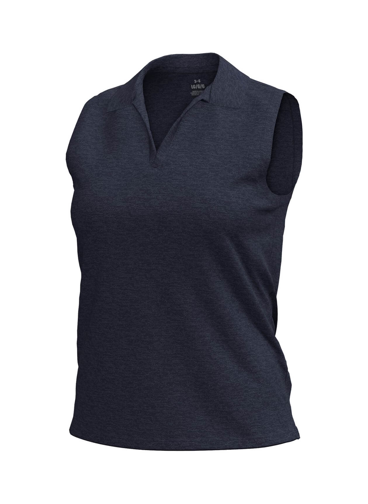 Under Armour Women's Aura Heather Sleeveless Polo - Navy LG