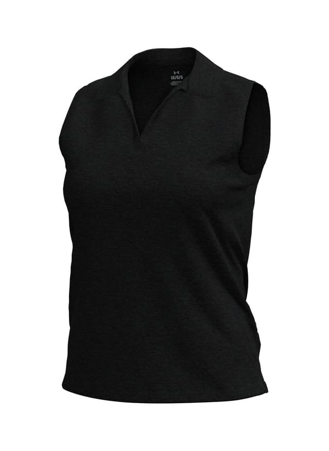 Under Armour Women's Aura Heather Sleeveless Polo - Black LG
