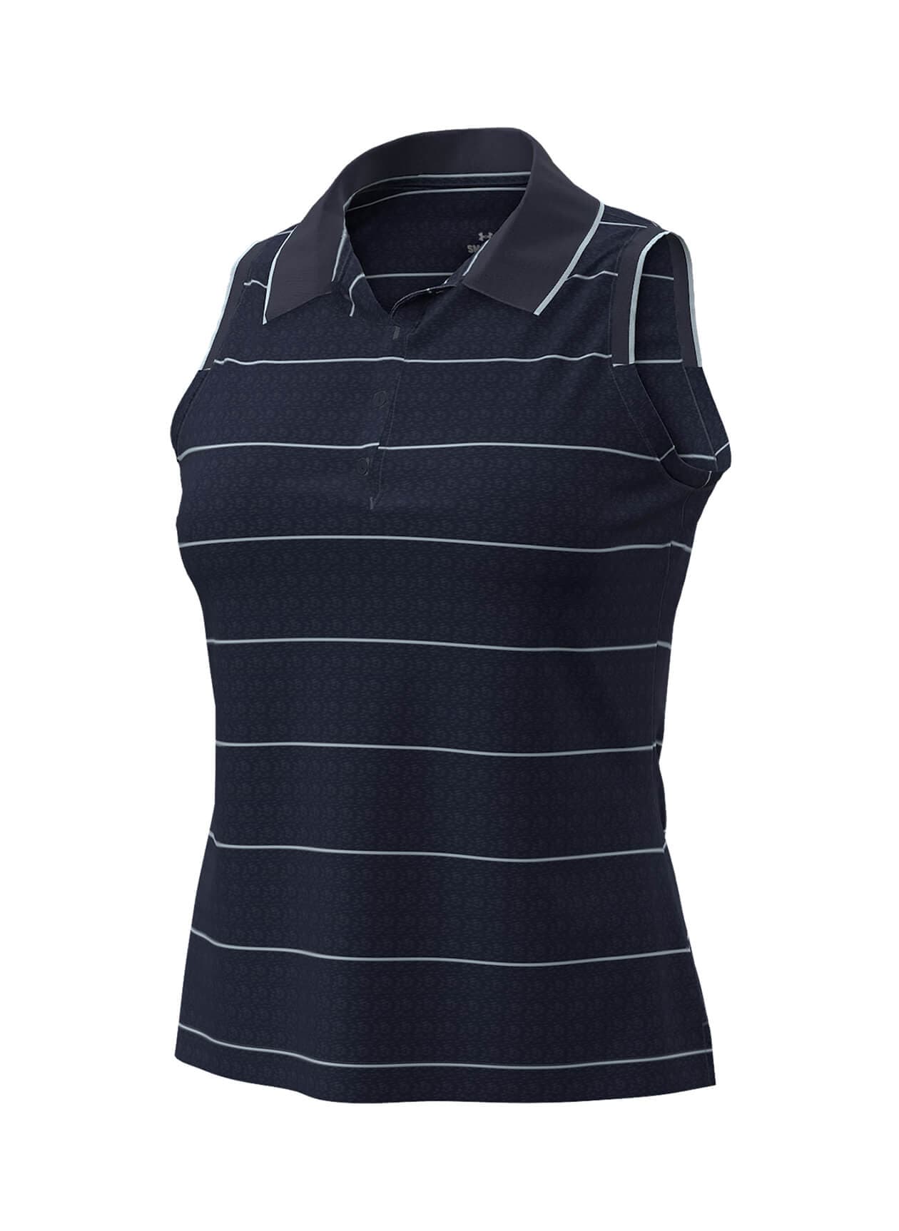 Under Armour Women's Drive Stripe Sleeveless Polo - Navy LG