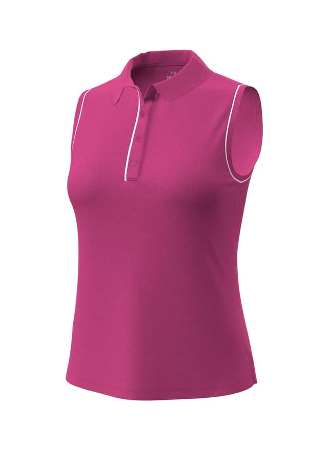 Under Armour Women's Aura Solid Sleeveless Polo - Virtual Pink LG