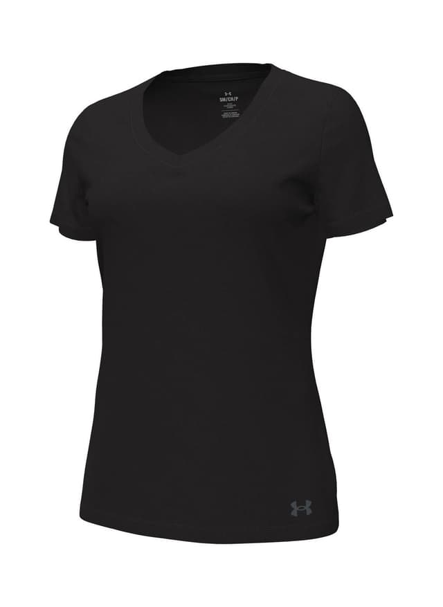 Under Armour Women's Performance Cotton V-Neck T-Shirt SP25 - Black 3XL