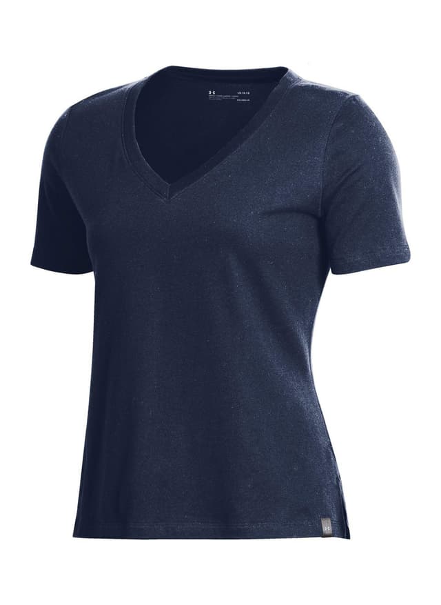 Under Armour Women's Performance Cotton V-Neck T-Shirt - Navy LG