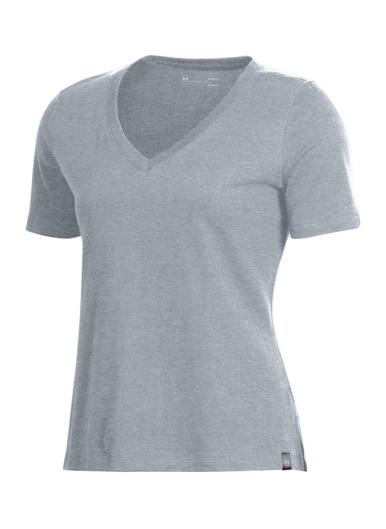 Under Armour Women's Performance Cotton V-Neck T-Shirt - Steel Heather (91H) LG