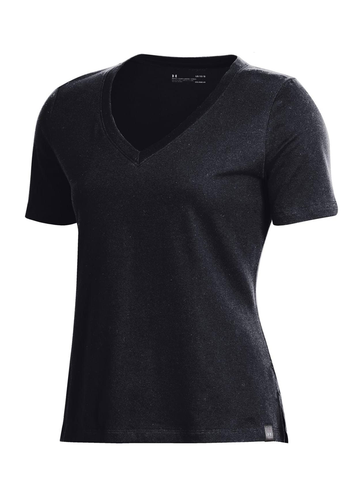 Under Armour Women's Performance Cotton V-Neck T-Shirt - Black LG