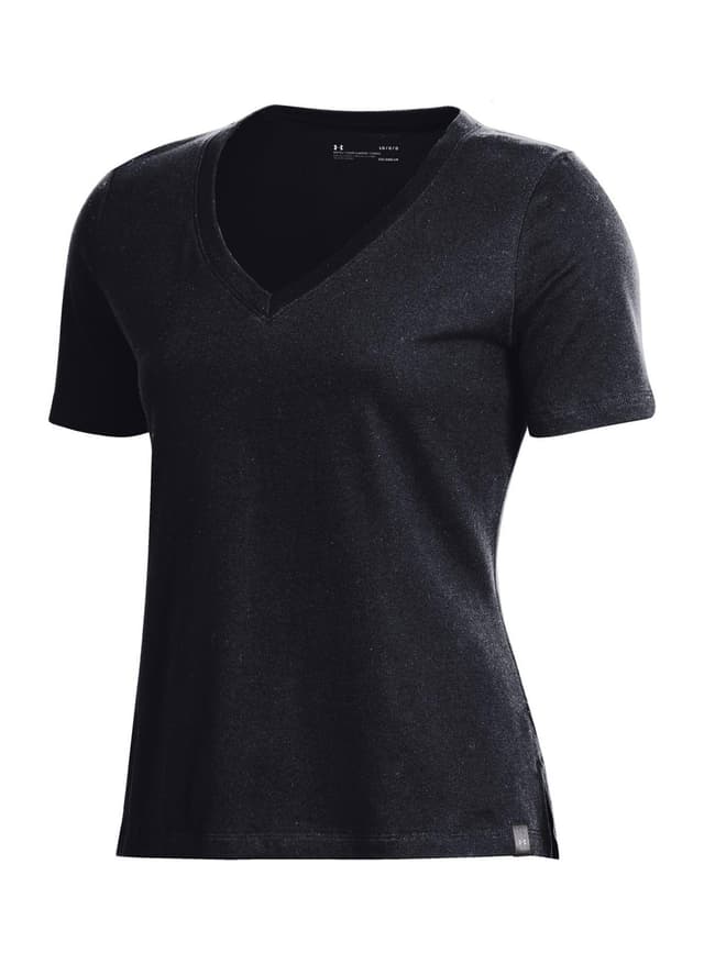 Under Armour Women's Performance Cotton V-Neck T-Shirt - Black LG