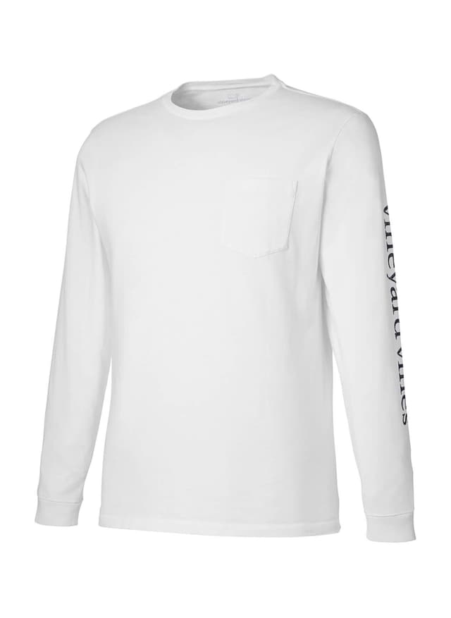 Vineyard Vines Unisex Pocket Long-Sleeve T-Shirt - White LG
