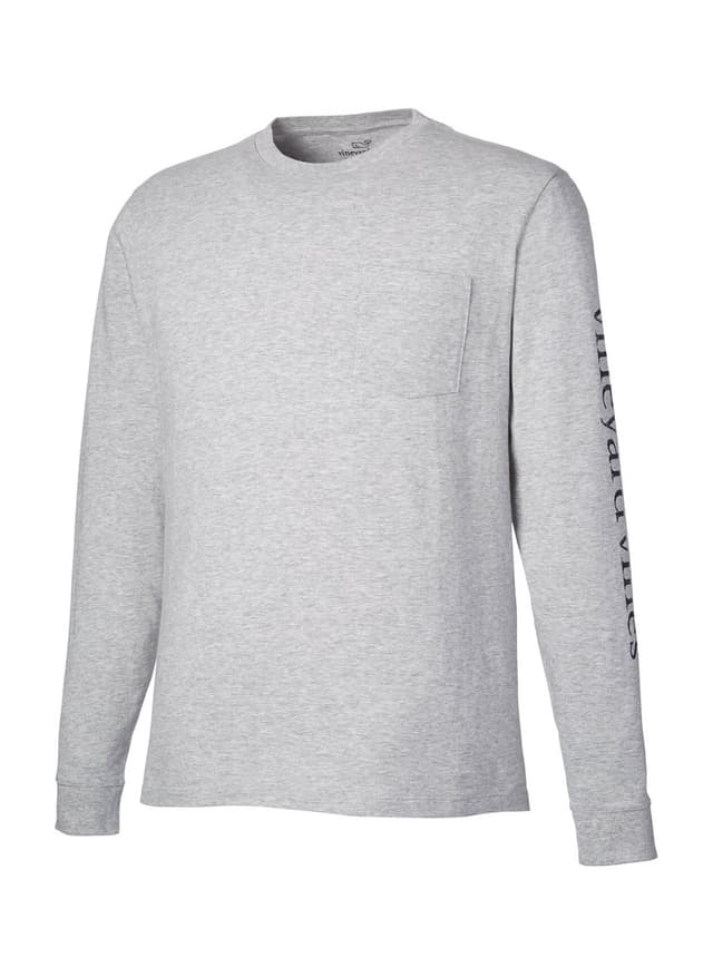 Vineyard Vines Unisex Pocket Long-Sleeve T-Shirt - Light Grey LG