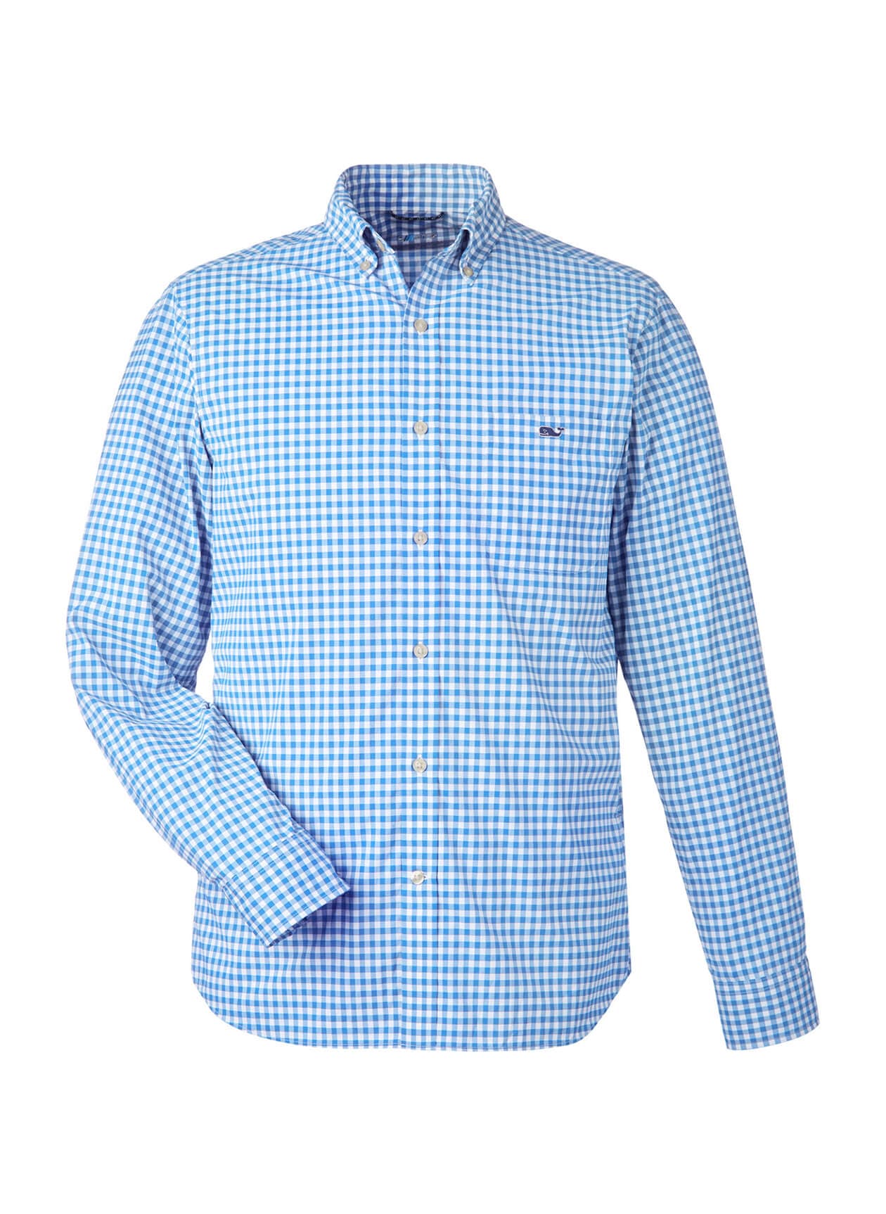 Vineyard Vines Men's On-The-Go Nylon Gingham Shirt - Ocean Breeze (B624) LG