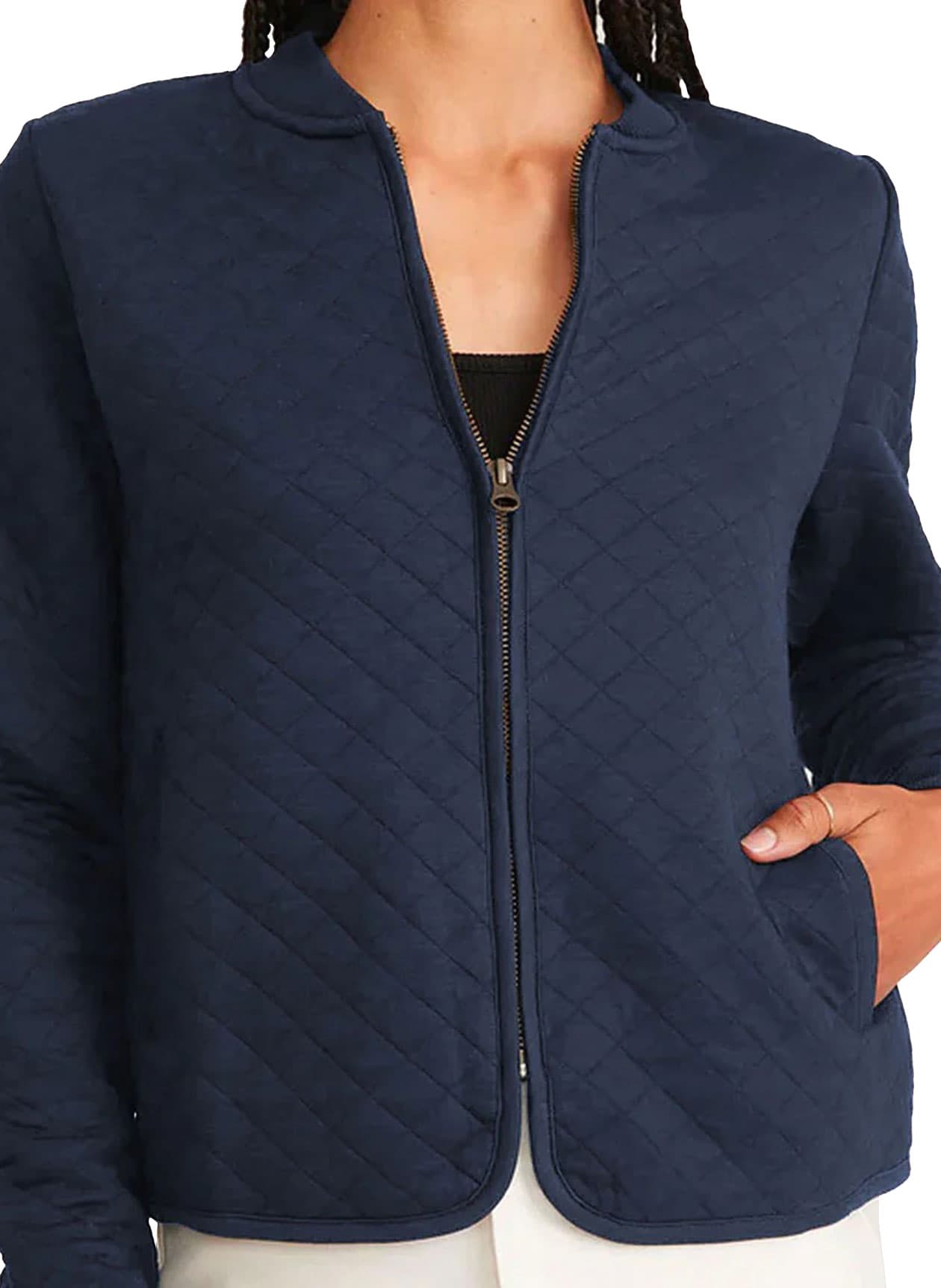 Marine Layer Women's Corbet Quilted Bomber Jacket - Navy LG