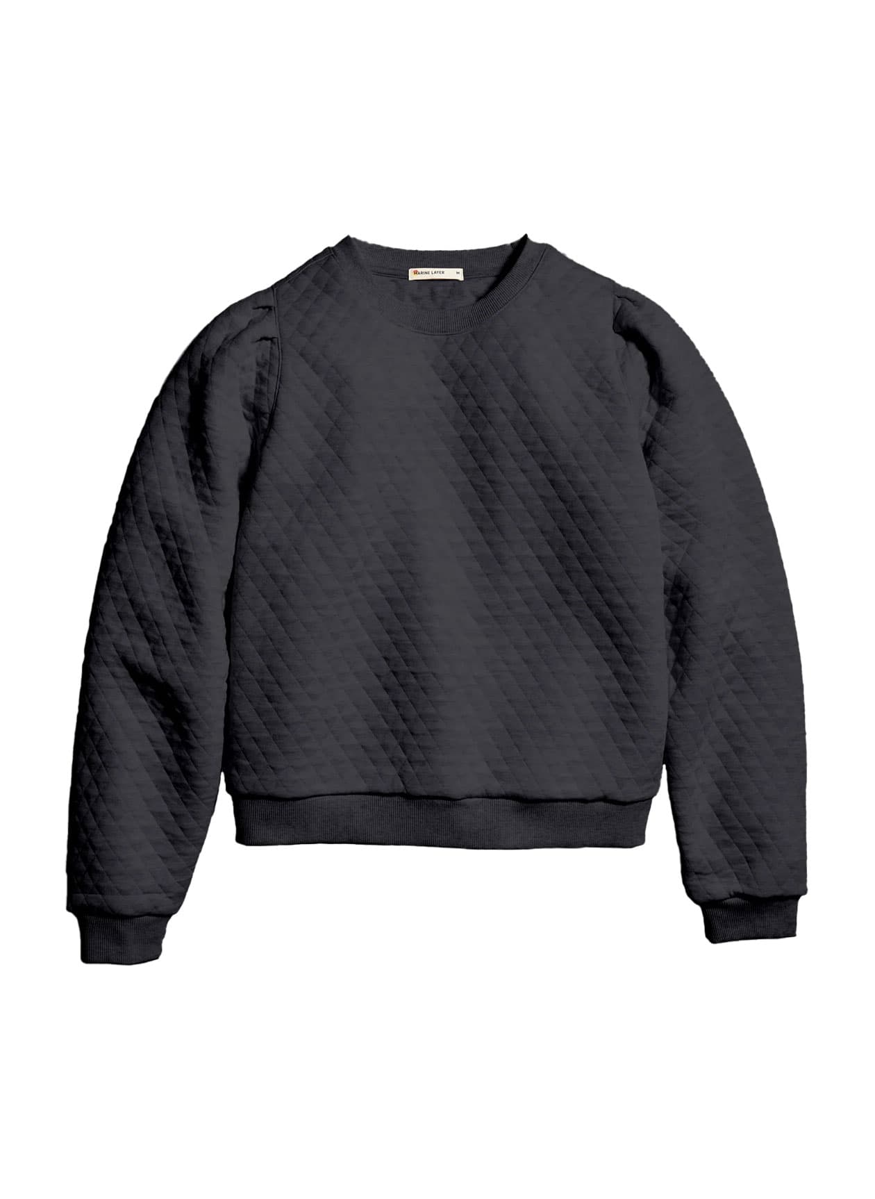 Marine Layer Women's Corbet Quilted Crewneck - Dark Grey LG