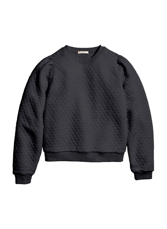 Marine Layer Women's Corbet Quilted Crewneck - Dark Grey LG