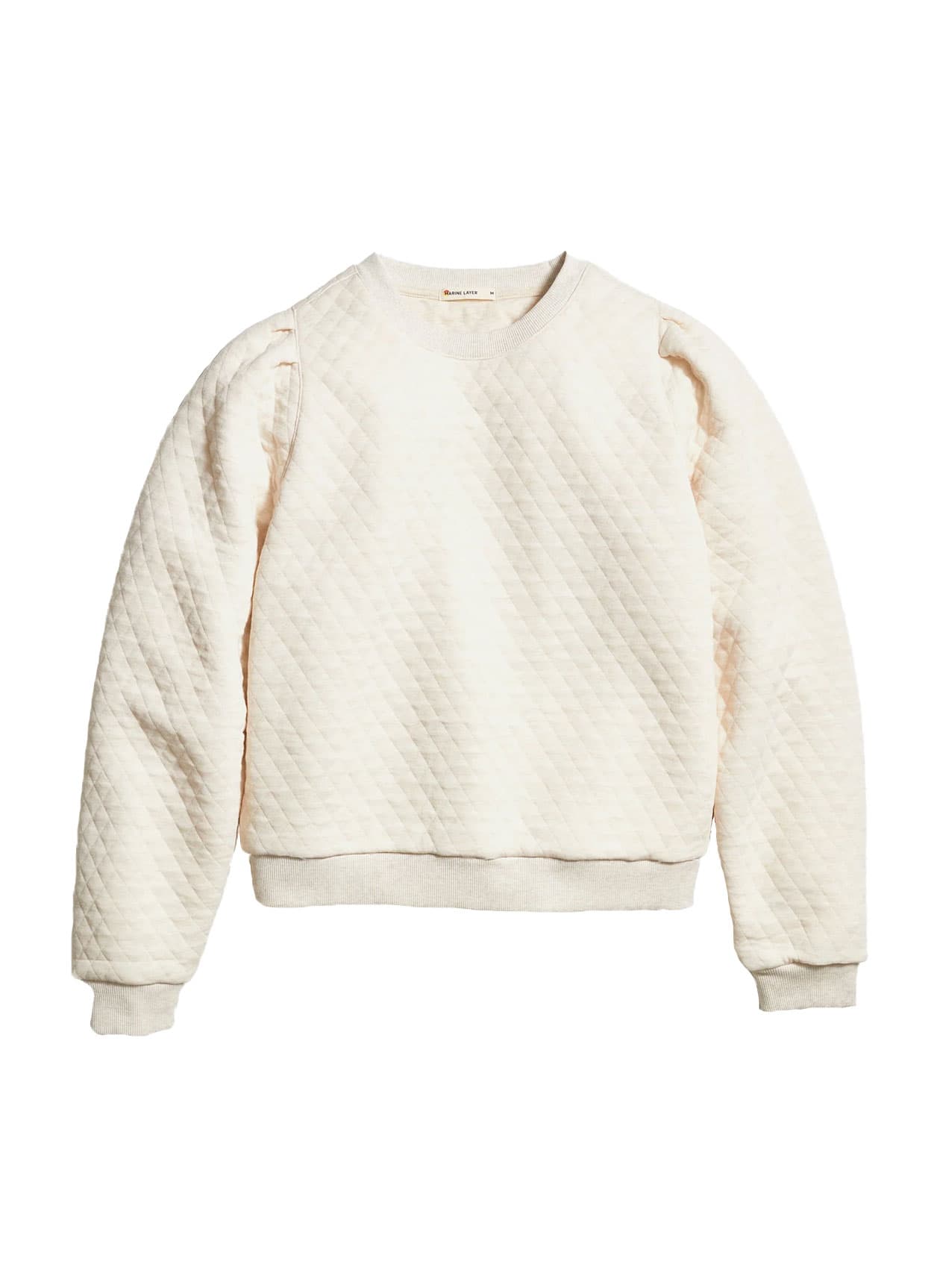 Marine Layer Women's Corbet Quilted Crewneck - White LG