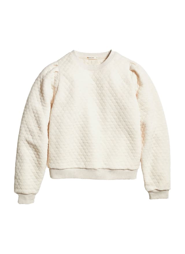 Marine Layer Women's Corbet Quilted Crewneck - White LG