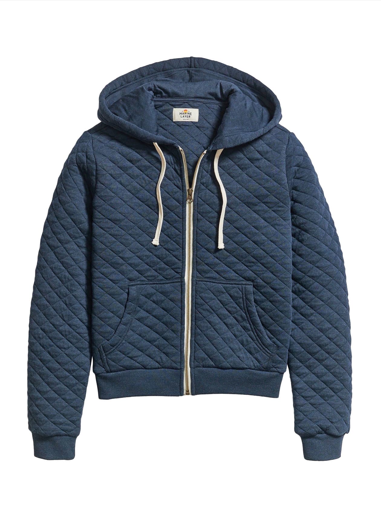 Marine Layer Women's Corbet Quilted Full-Zip Hoodie - Navy LG