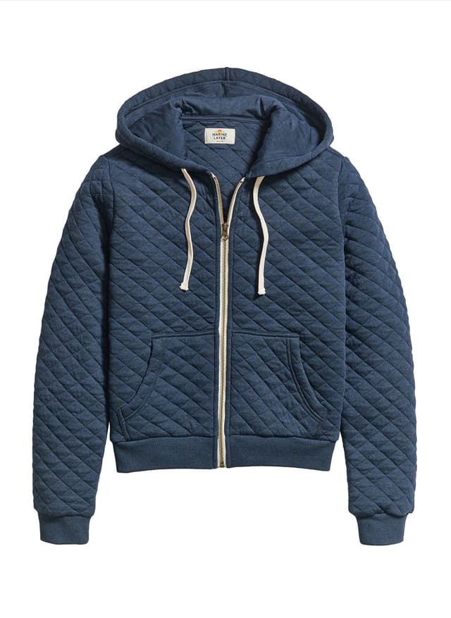 Marine Layer Women's Corbet Quilted Full-Zip Hoodie - Navy LG