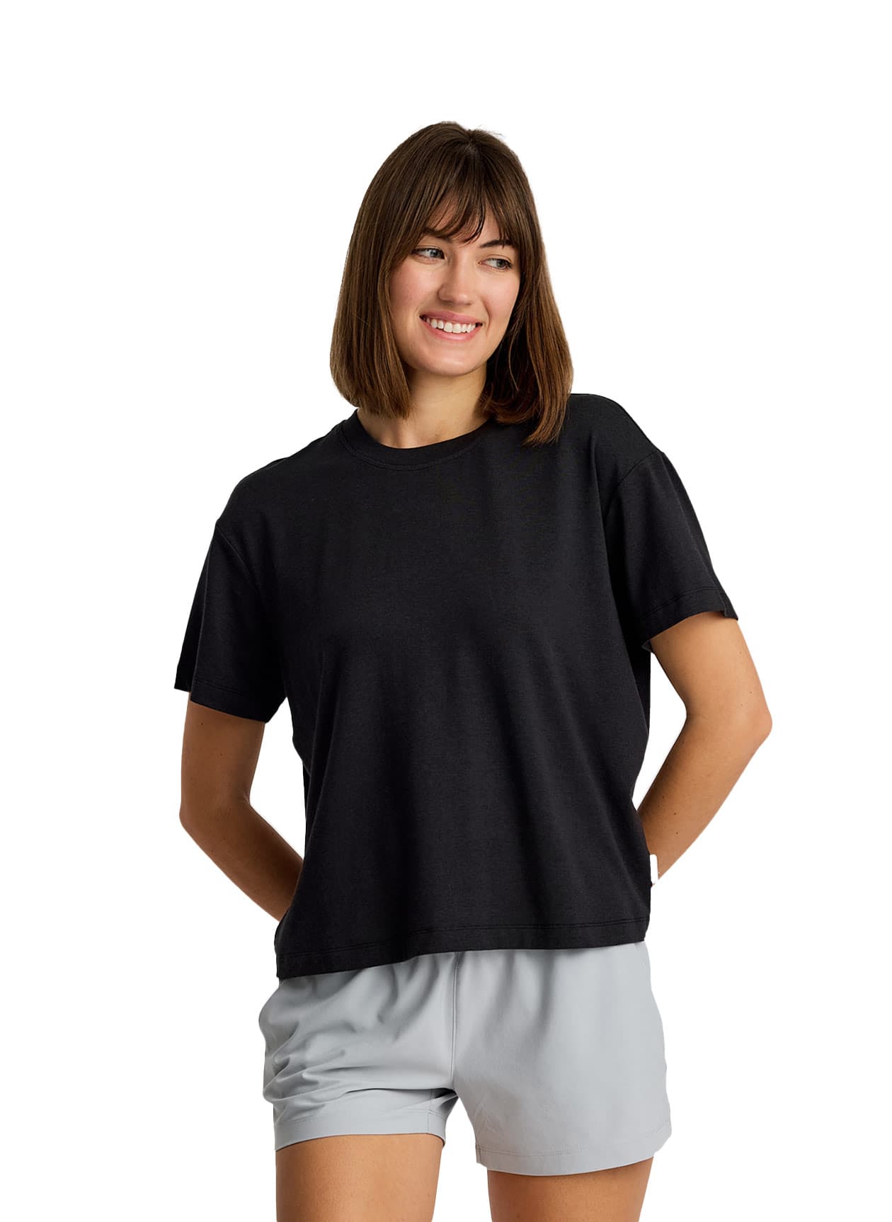 Free Fly Women's Bamboo Current Boxy Tee - Black LG