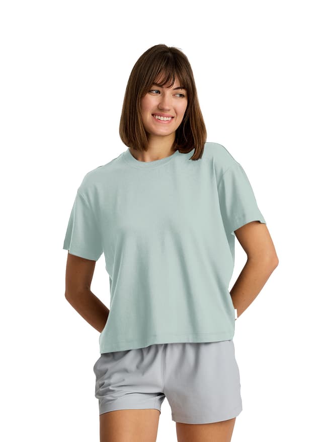 Free Fly Women's Bamboo Current Boxy Tee - Ocean Mist LG