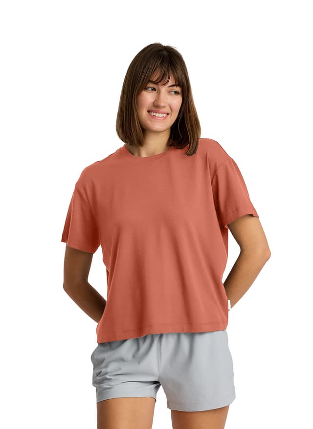 Free Fly Women's Bamboo Current Boxy Tee - Red LG