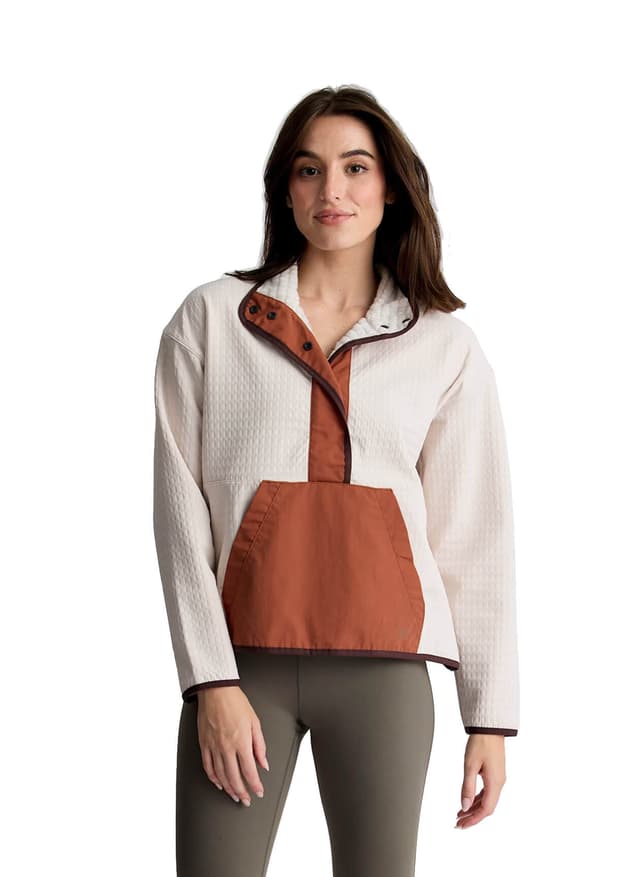 Free Fly Women's Gridback Fleece Snap Pullover - Stone (021) LG