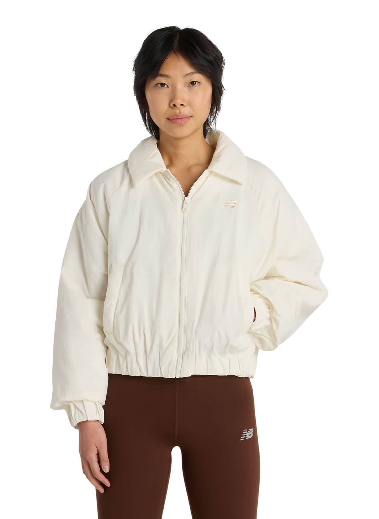 New Balance Women's Woven Bomber Jacket - White LG
