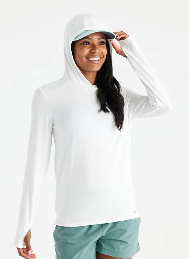 Free Fly Women's Bamboo Shade Hoodie II - Bright White (022) LG