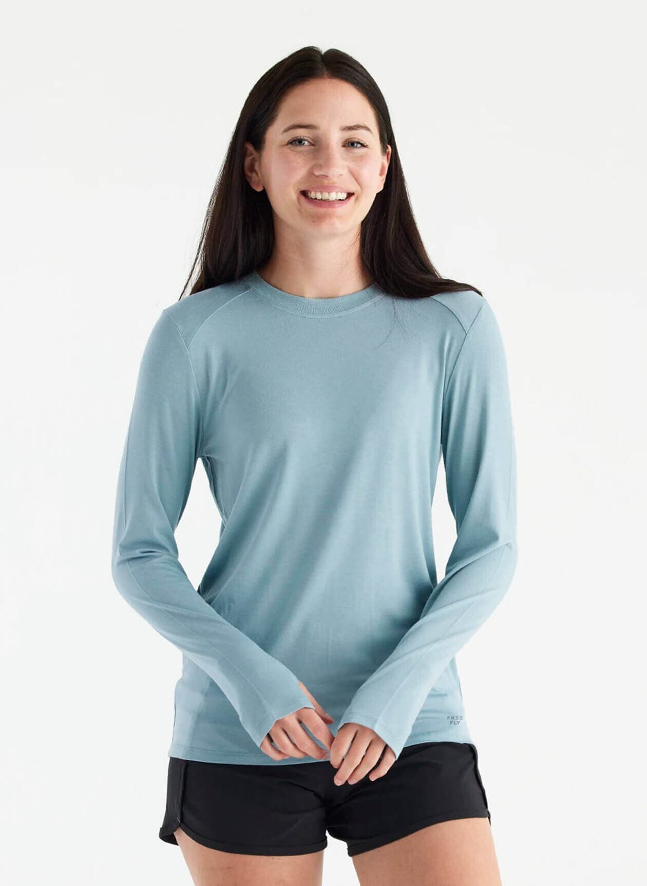 Free Fly Women's Bamboo Shade Long Sleeve II - Ocean Mist LG