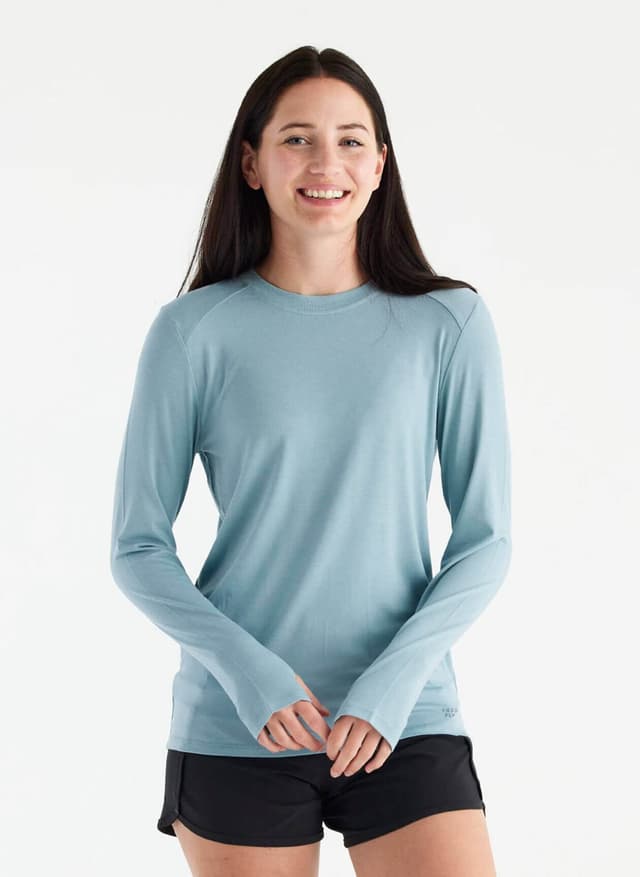 Free Fly Women's Bamboo Shade Long Sleeve II - Ocean Mist LG