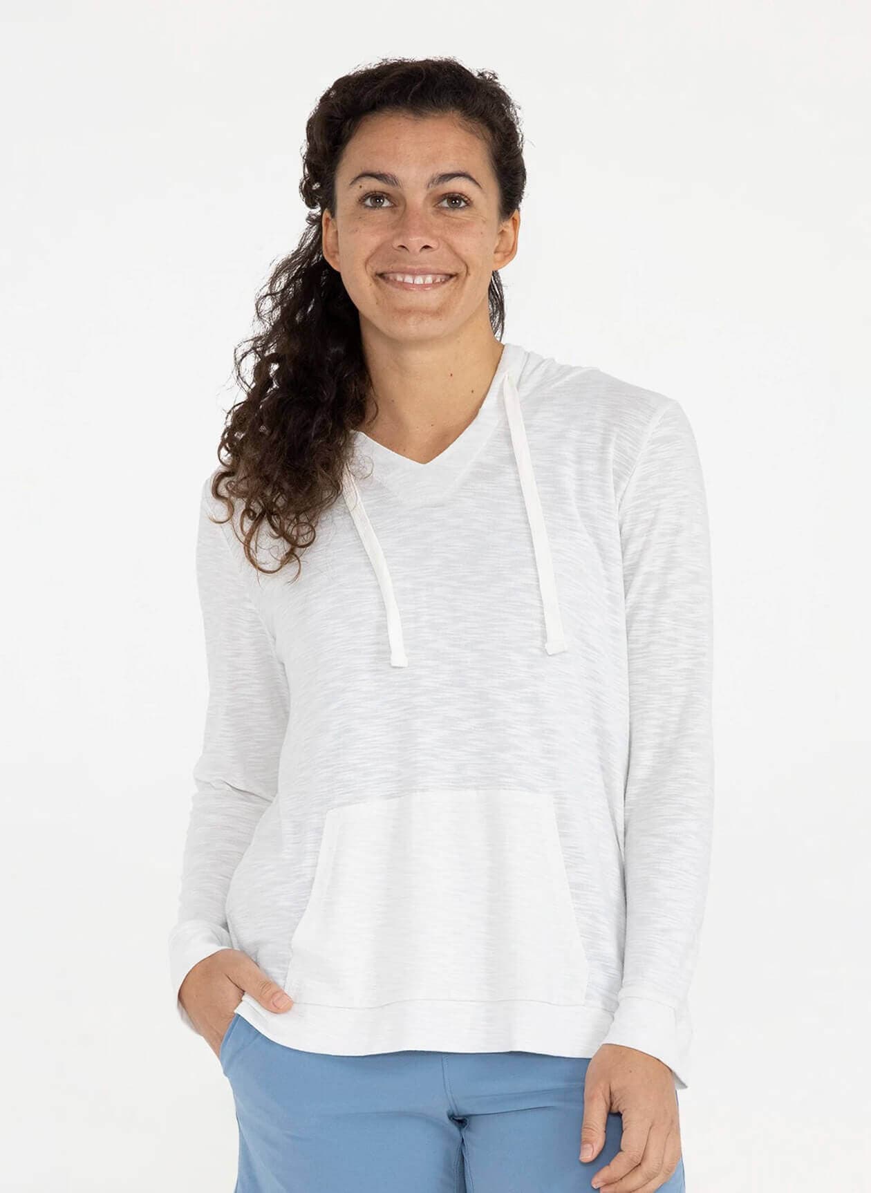 Free Fly Women's Bamboo Slub Hoodie - White LG