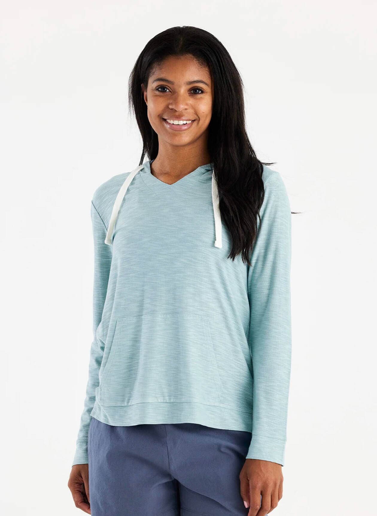 Free Fly Women's Bamboo Slub Hoodie - Blue LG