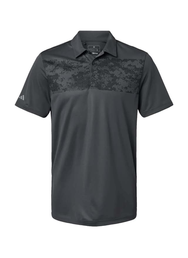 Adidas Men's Camo Chest Print Polo - Black,Dark Grey 3XL