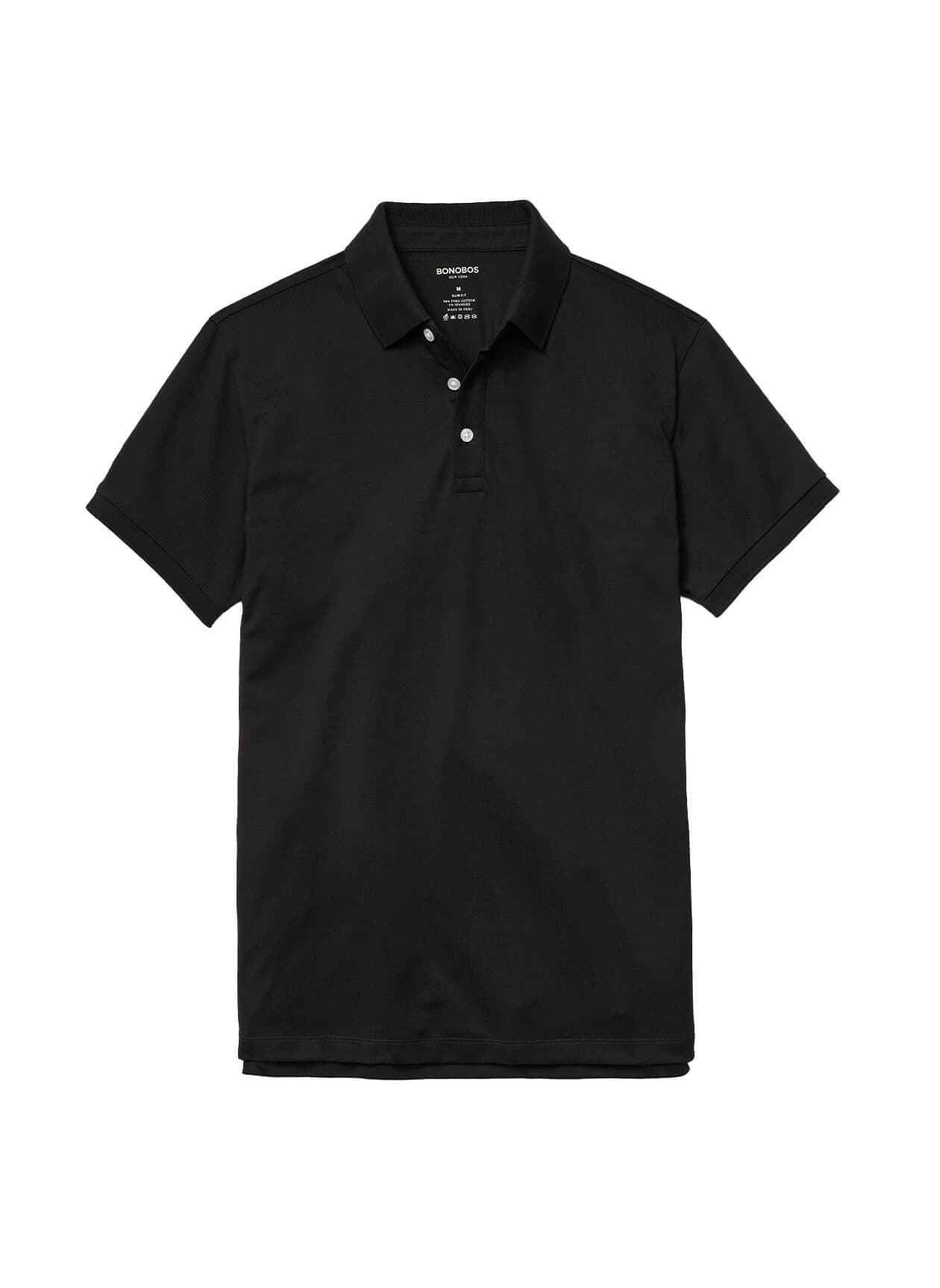 Bonobos Men's Stretch Pique Polo - Slim Fit - Black LG